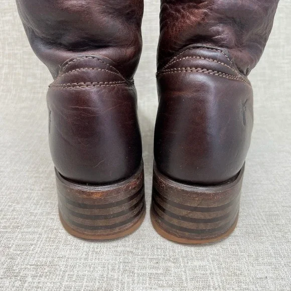 VTG 80s Frye Campus 14L Brown Leather Tall Riding Boots Womens Size 9M USA Made - Picture 7 of 14